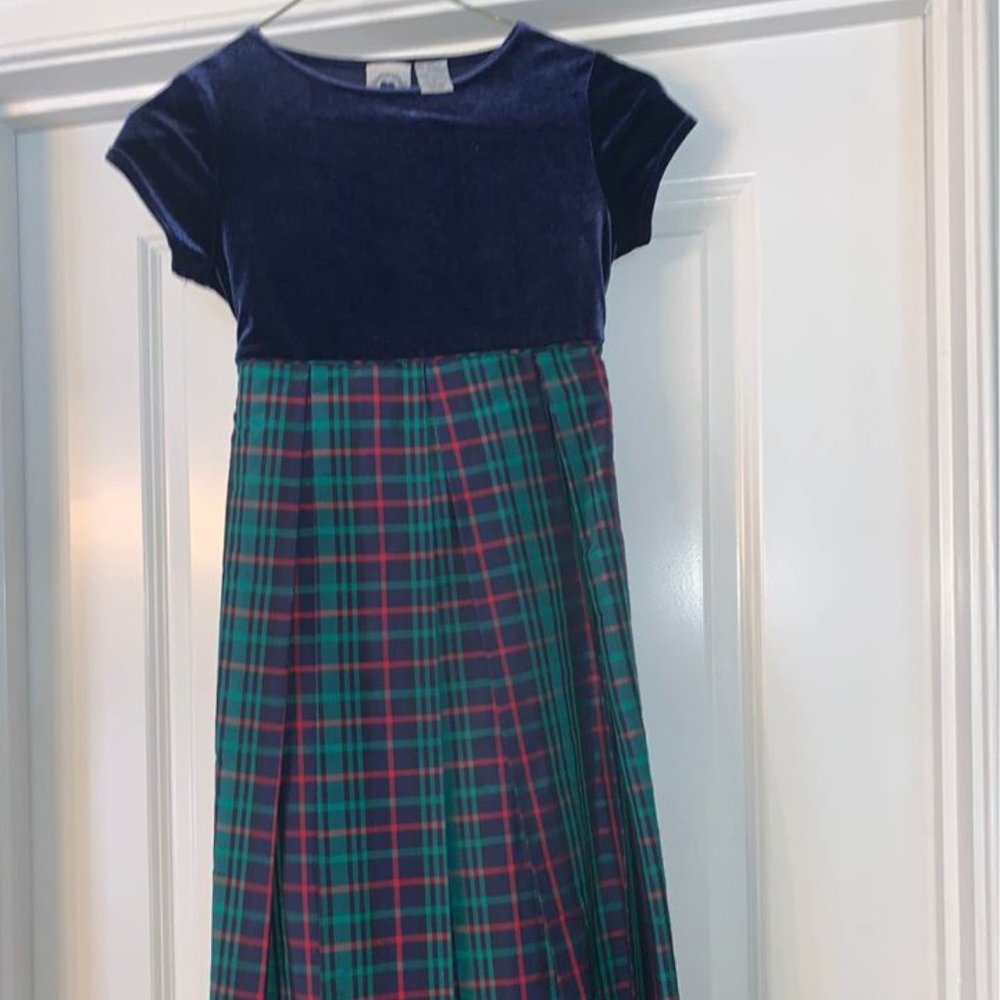 Navy Velvet and Tafta formal dress for Girl Sz 7
